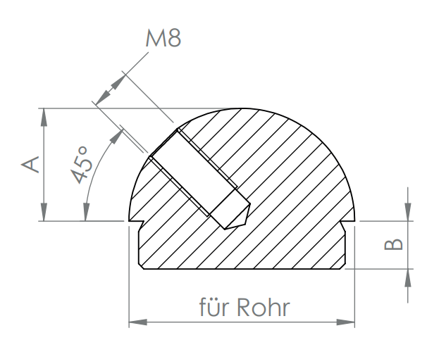 Edelstahl Rohrabschlussstopfen halbrund, Vollmaterial, mit Innengewinde, zum Einschlagen, V2A