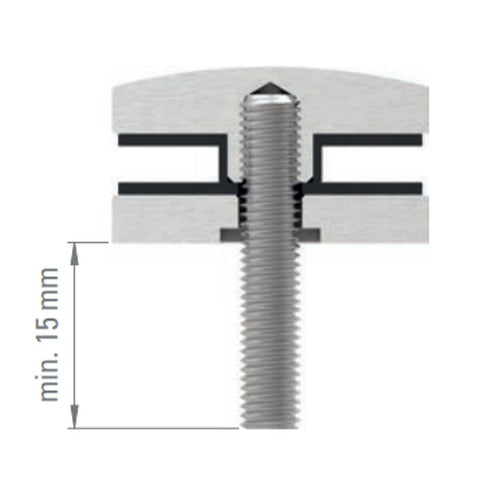 Glaspunkthalter Ø 52 mm selbst zusammenstellen, Oberteil inklusive Gummis, V2A