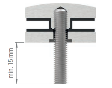 Glaspunkthalter Ø 52 mm selbst zusammenstellen, Oberteil inklusive Gummis, V2A
