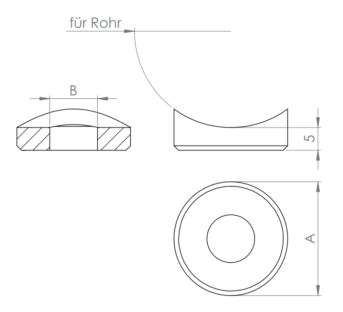 Ausgleichsstück für Rohre, mit Bohrung, V2A
