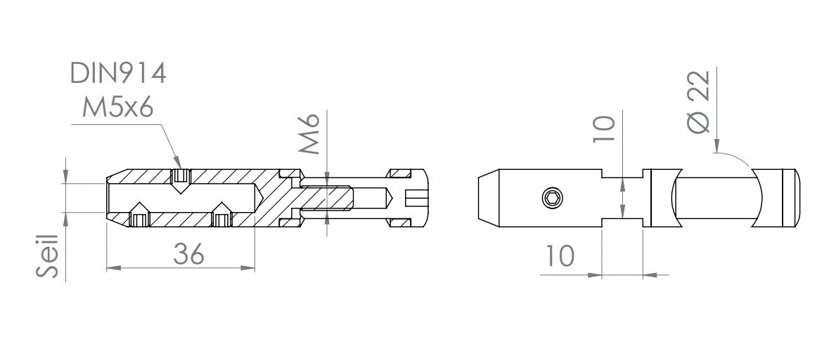 Seilhalter zum Schrauben und Spannen, V2A