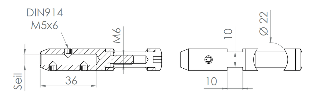 Seilhalter zum Schrauben und Spannen, V2A