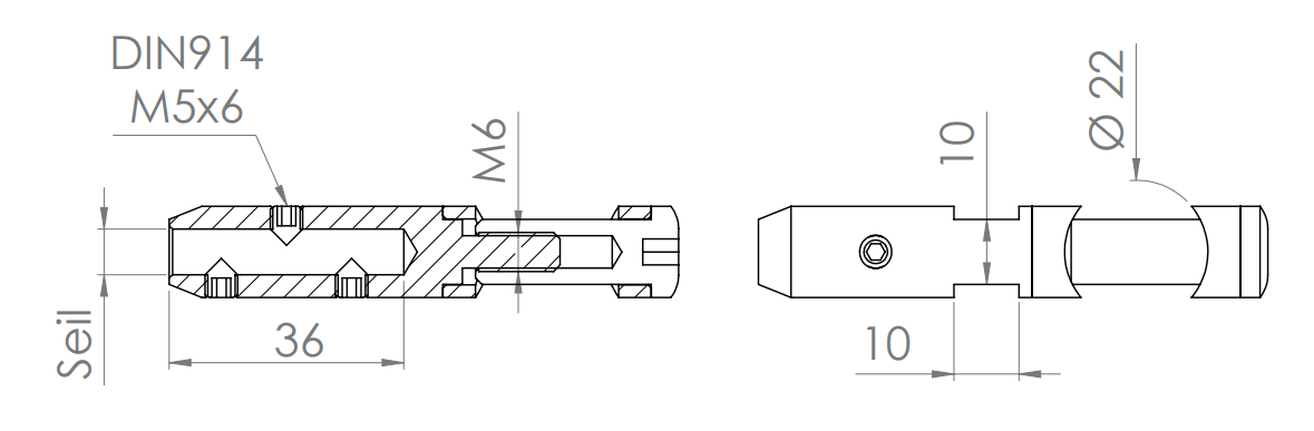 Seilhalter zum Schrauben und Spannen, V2A