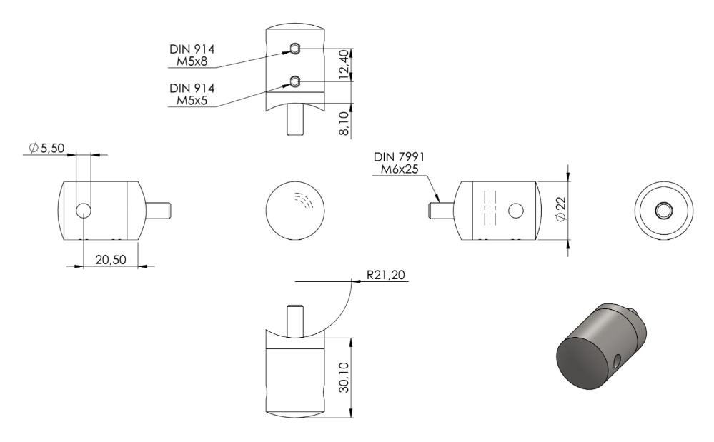 Zeichnung Seilhalter für Seil Ø 4 mm