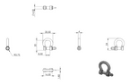 Zeichnung Schäkel, Rundeiesen Ø 4 mm, Gewinde M4