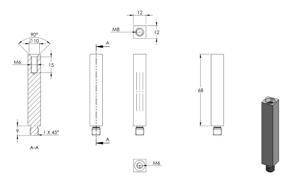Zeichnung Stift 12 x 12 mm