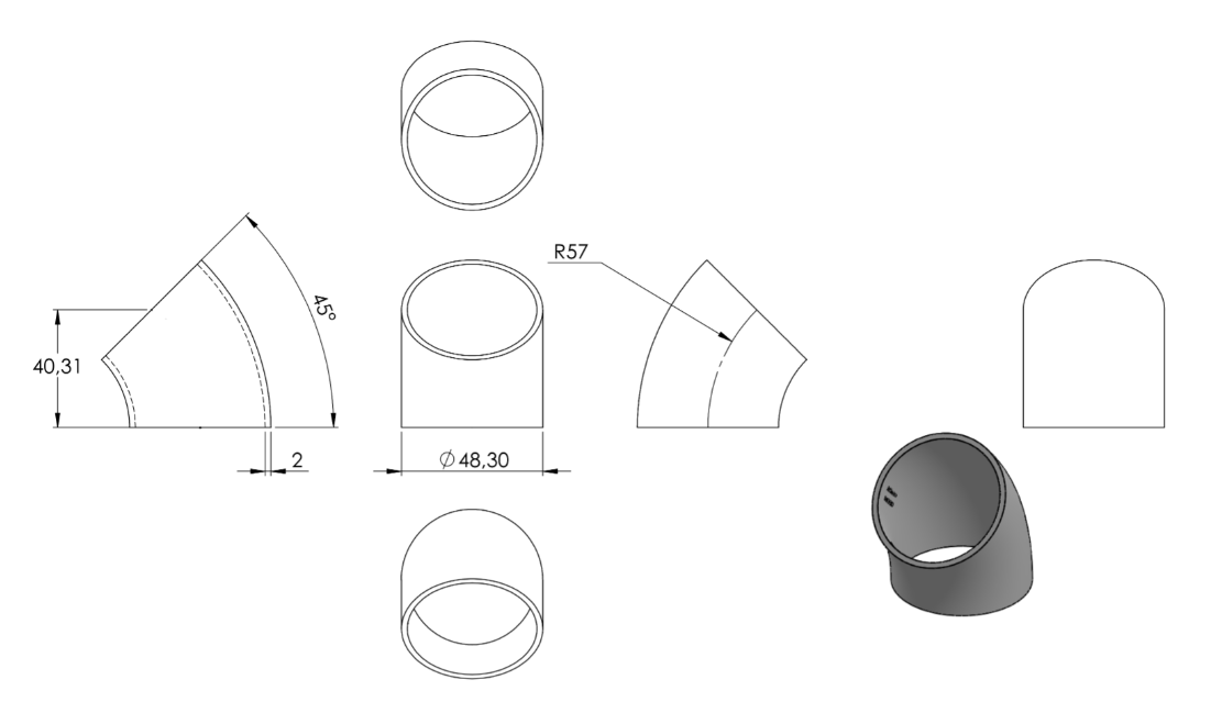 Zeichnung Schweißbogen Ø 48,3 mm