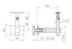 höhenverstellbarer Handlaufhalter für Glas, mit Gelenk und Halteplatte, V4A