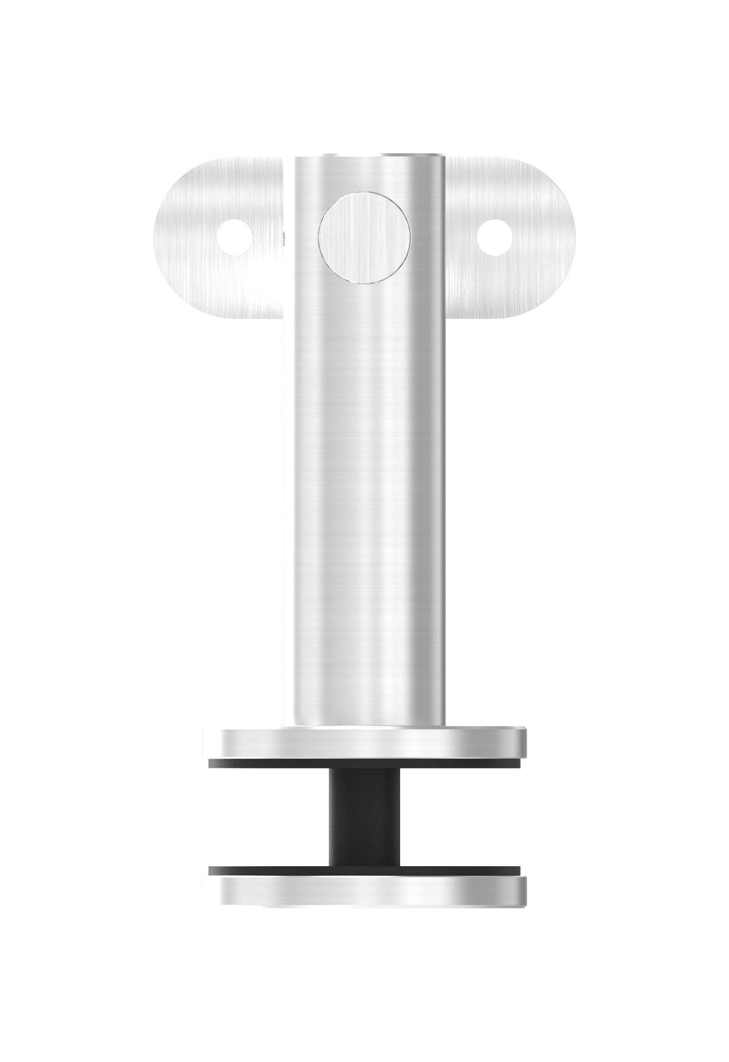höhenverstellbarer Handlaufhalter für Glas, mit Gelenk und Halteplatte, V2A