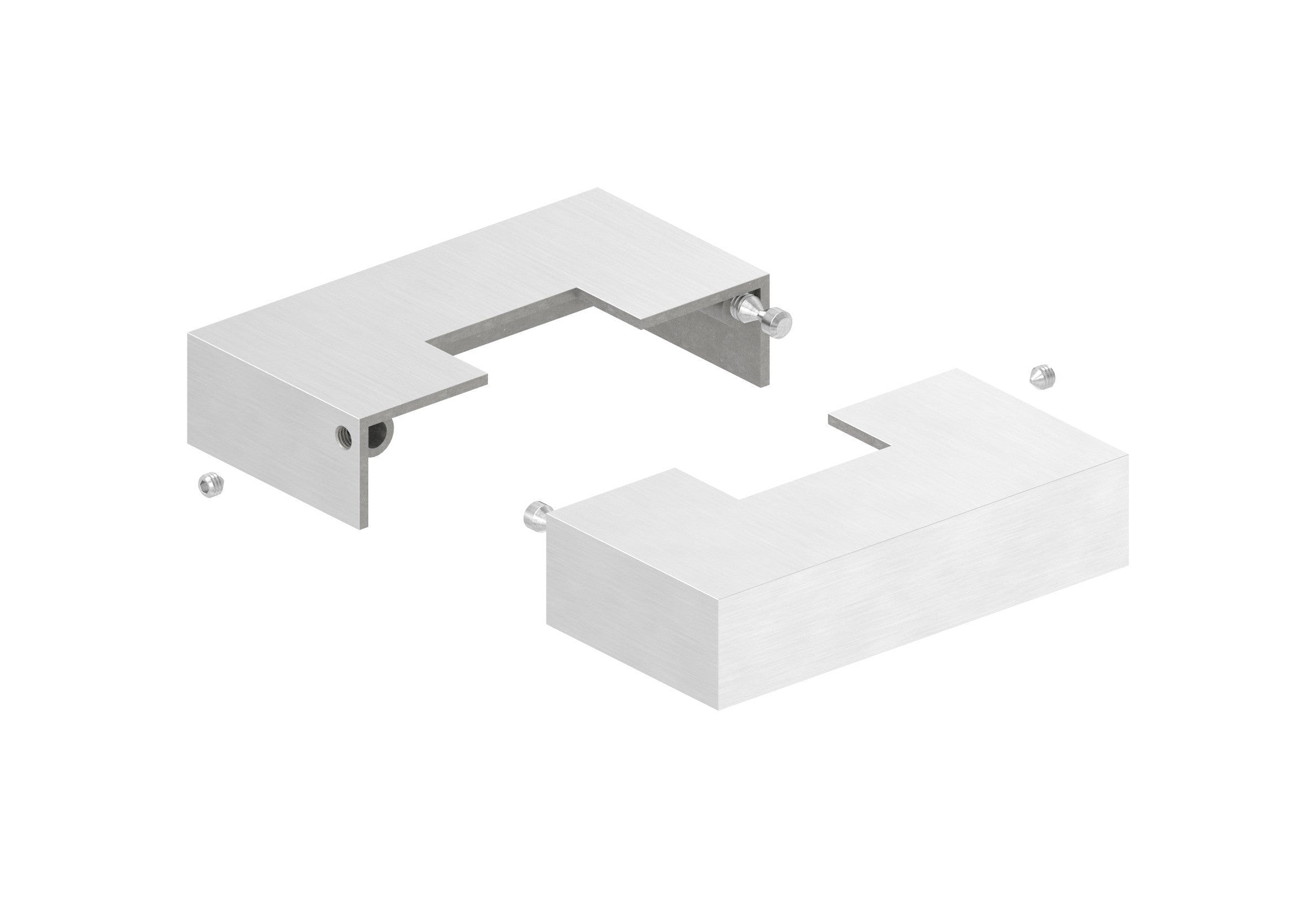 Edelstahl Abdeckrosette für Quadratrohre, teilbar, mit Mittelbohrung, Längsschliff, V2A / V4A