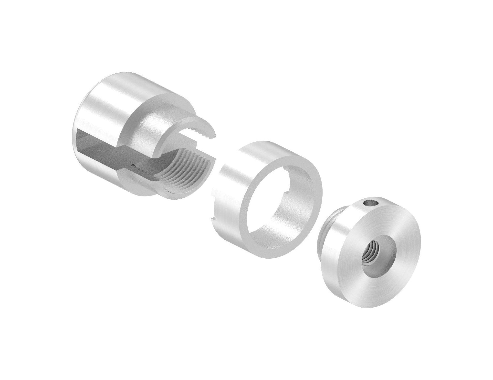 BRENK-fix® Grundhalter für Flachstäbe, mit Innengewinde M8 / Aluminium, V2A