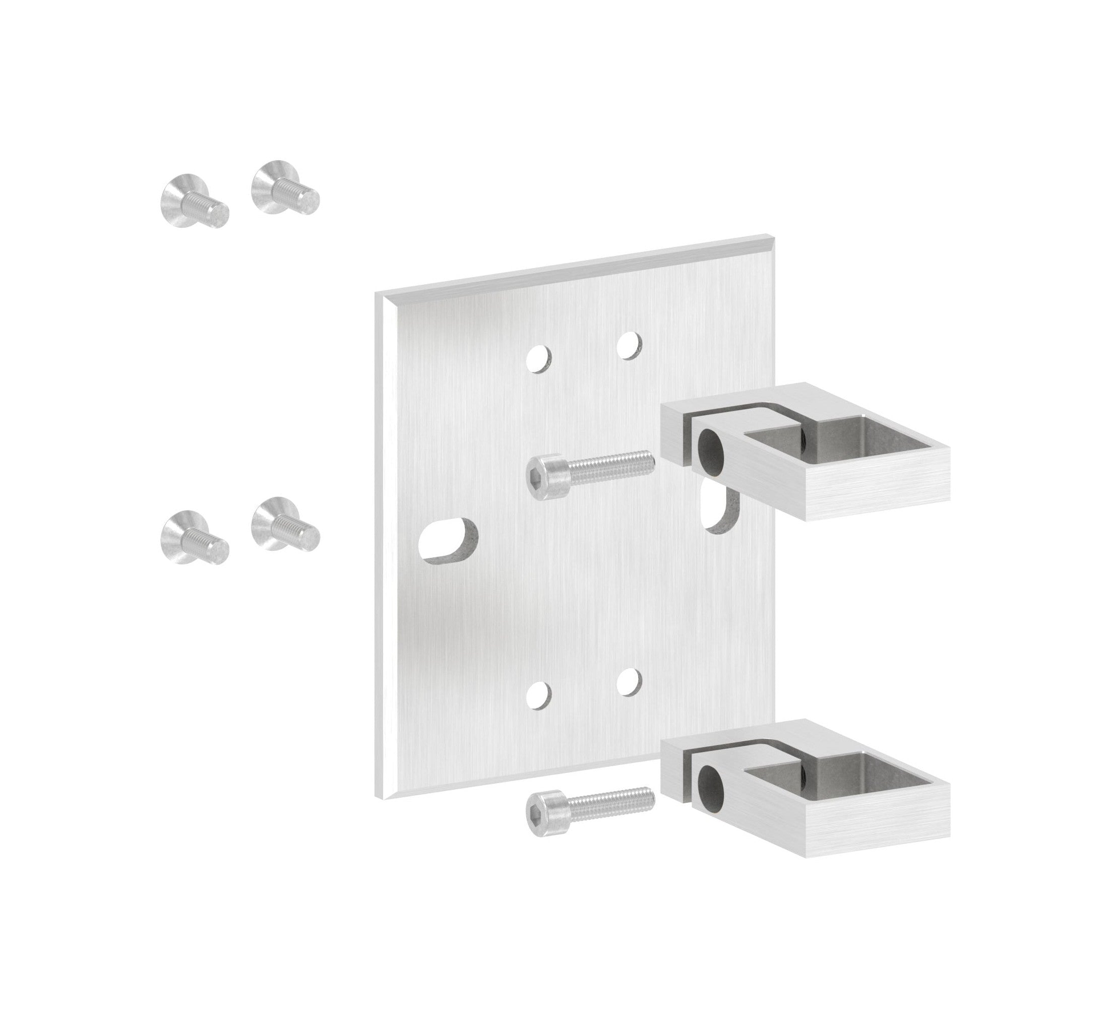 Edelstahl Wandbefestigung für Geländerpfosten zum Spannen, Platte 130 x 150 x 8 mm, V2A