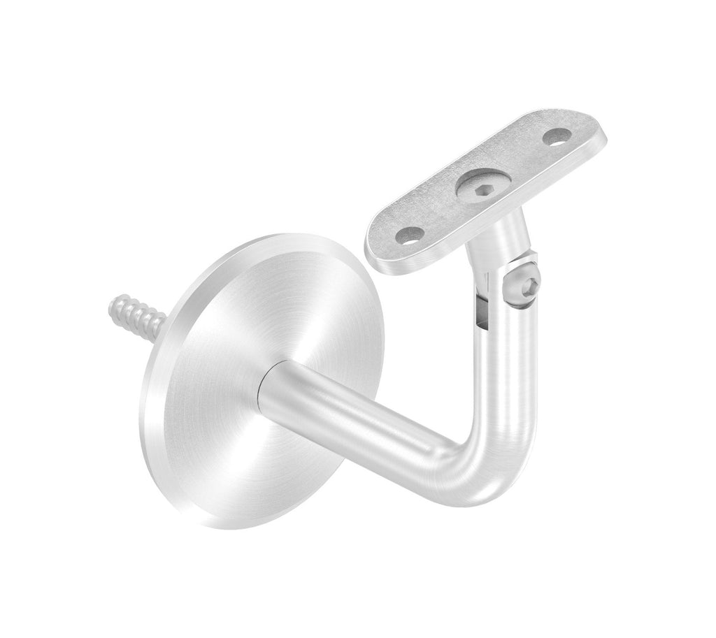 Handlaufhalter mit Gelenk, Stockschraube und Anschlussplatte, zum Anschrauben des Handlaufs, V2A