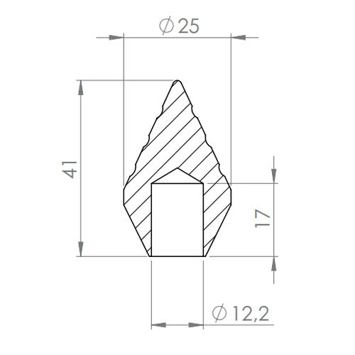 Edelstahl Zierspitze mit Sackloch, Höhe 41 mm, V2A