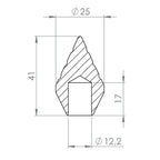 Edelstahl Zierspitze mit Sackloch, Höhe 41 mm, V2A