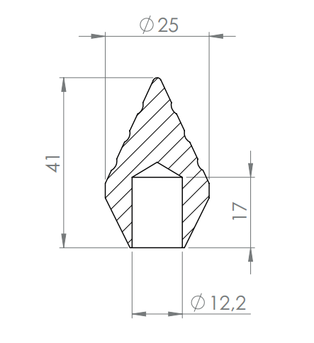 Edelstahl Zierspitze mit Sackloch, Höhe 41 mm, V2A