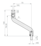Gelenkbügel Edelstahl 2 x 30° gebogen, 360° drehbar,1 x Außengewinde, 1 x Innengewinde, V2A