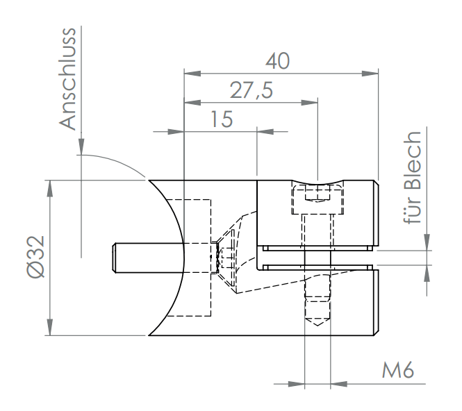 Blechhalter Ø 32 mm, V2A