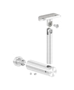 höhenverstellbarer Handlaufhalter mit Gelenk und Halteplatte, zum  Anschrauben des Handlaufs, V2A