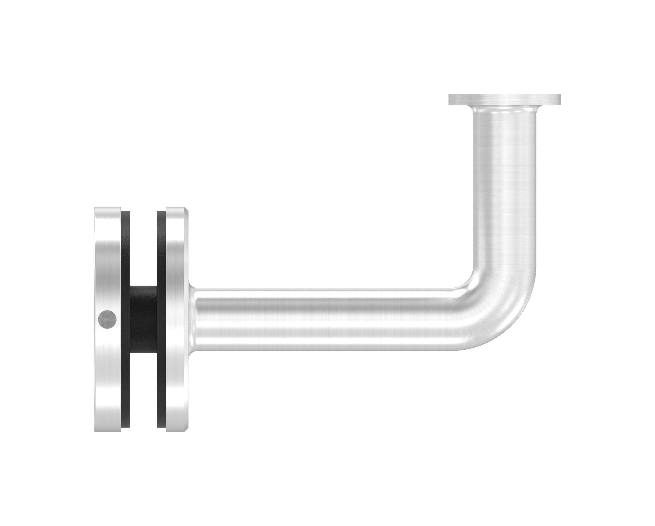 verschweißter Handlaufhalter für Glas, mit Halteplatte, zum Anschrauben des Handlaufs, V4A