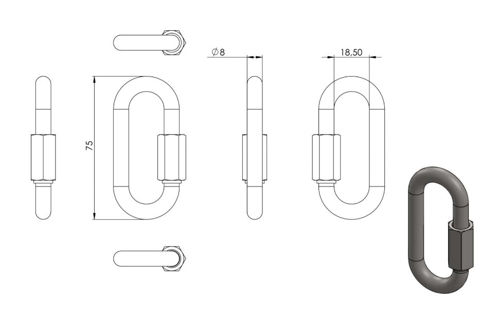 Zeichnung Schraubverbinder kurz Ø 8 mm