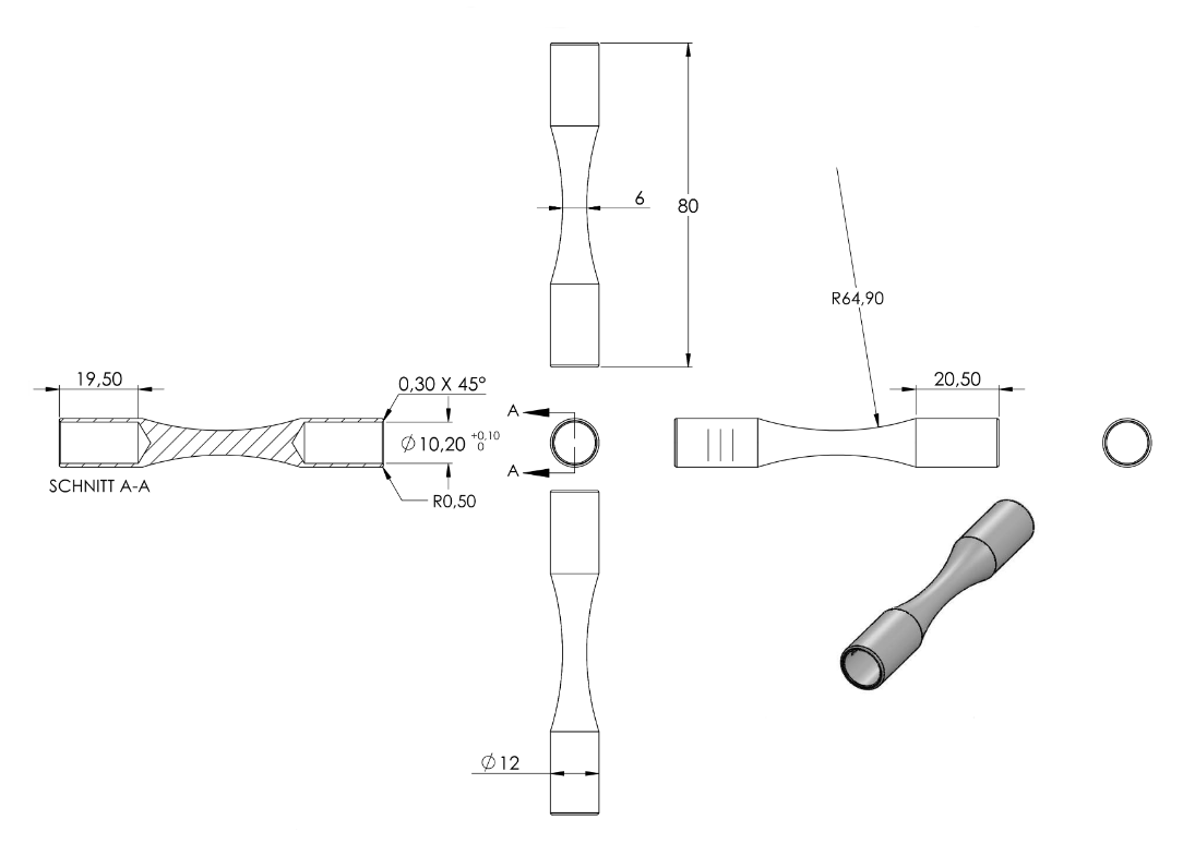 Zeichnung Stabverbinder für Rundstäbe mit  Ø 10 mm
