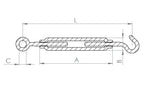 Spannschloss mit Öse und Haken mit Links-/Rechtsgewinde, V4A