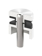Ansicht Glaspunkthalter Ø 30 mm komplett mit Oberteil, Unterteil und Gewindestift