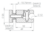 Klemmhalter mit Glaspunkthalter, zur nachträglichen Montage an Rundstab Ø 12 mm, V2A