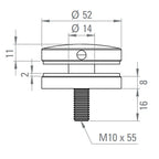 Glaspunkthalter Ø 52 mm, zu Vordachsystem Edelstahl