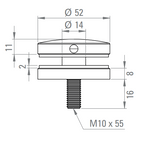 Glaspunkthalter Ø 52 mm, zu Vordachsystem Edelstahl