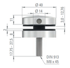 Glaspunkthalter Ø 40 mm selbst zusammenstellen, Oberteil inklusive Gummis, V2A