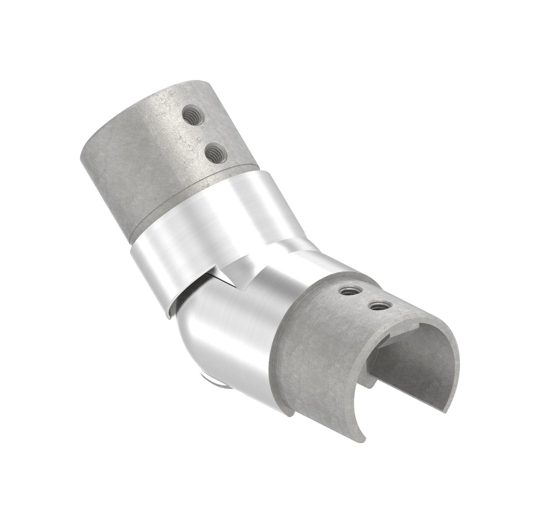 flexibler Verbinder für Rund-Nutrohr, aufwärts 25-55°, V2A / V4A