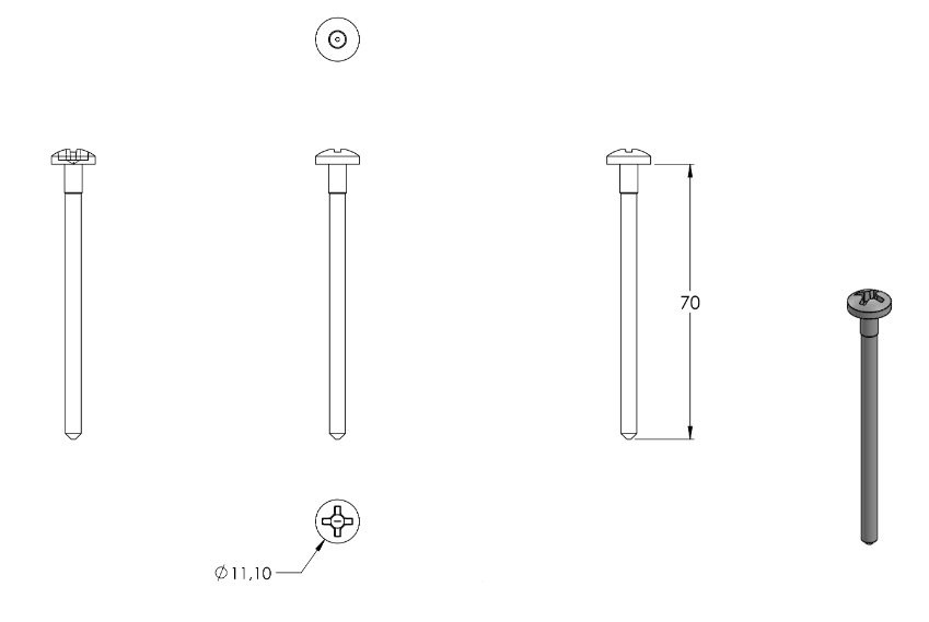 Zeichnung Spanplattenschraube 6 x 70 mm