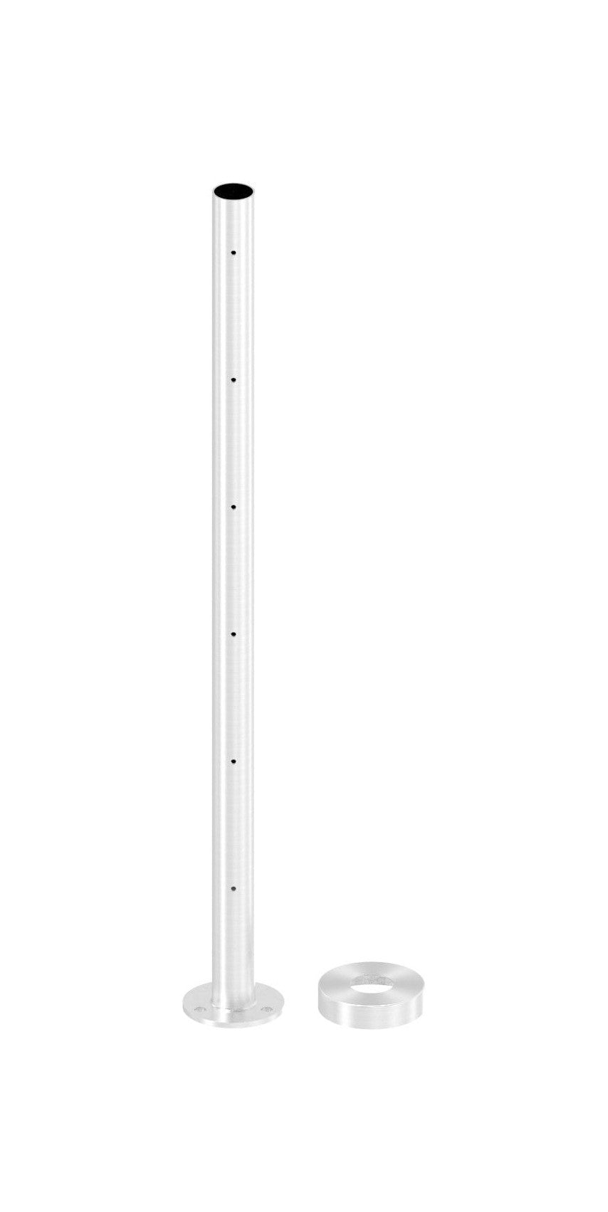 Edelstahlpfosten zur Bodenmontage, Länge 880 mm, 6 x M6 Fließformgewinde, V2A