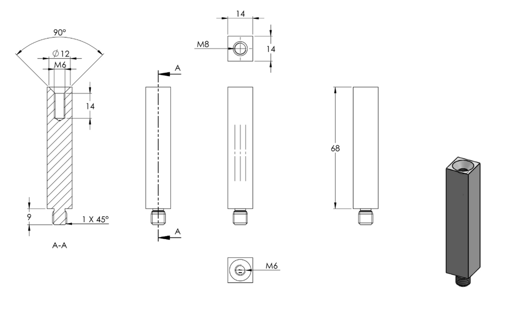 Zeichnung Stift 14 x 14 mm