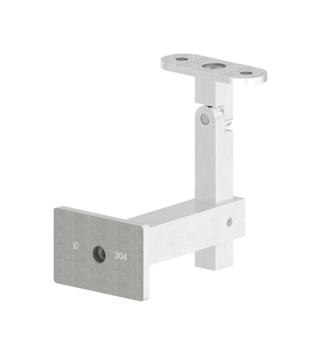 höhenverstellbarer Handlaufhalter mit Innengewinde, Gelenk und Halteplatte, V2A