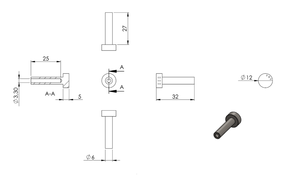 Zeichnung Linsenkopfterminal für Seil Ø 3 mm