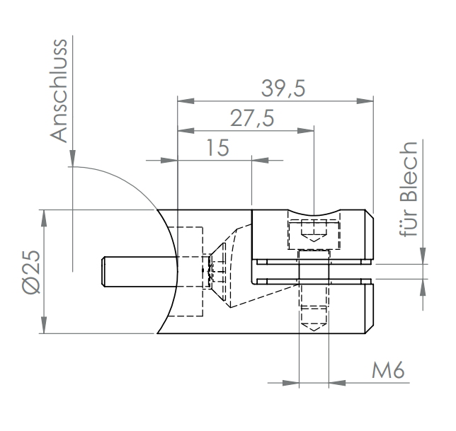 Blechhalter Ø 25 mm, V2A / V4A
