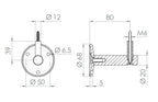 verschraubter Handlaufhalter mit Durchgangsbohrung und Holzschraube, V2A