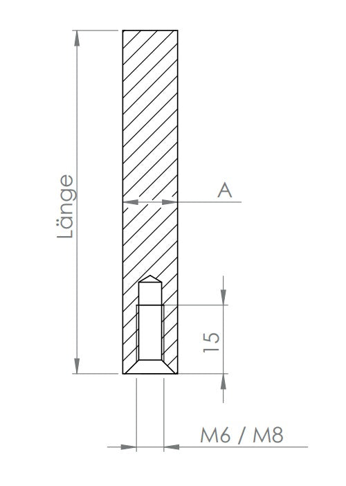 Stift Edelstahl, 1 x Innengewinde, 1 x flach zum Anschweißen, V2A