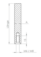 Stift Edelstahl, 1 x Innengewinde, 1 x flach zum Anschweißen, V2A