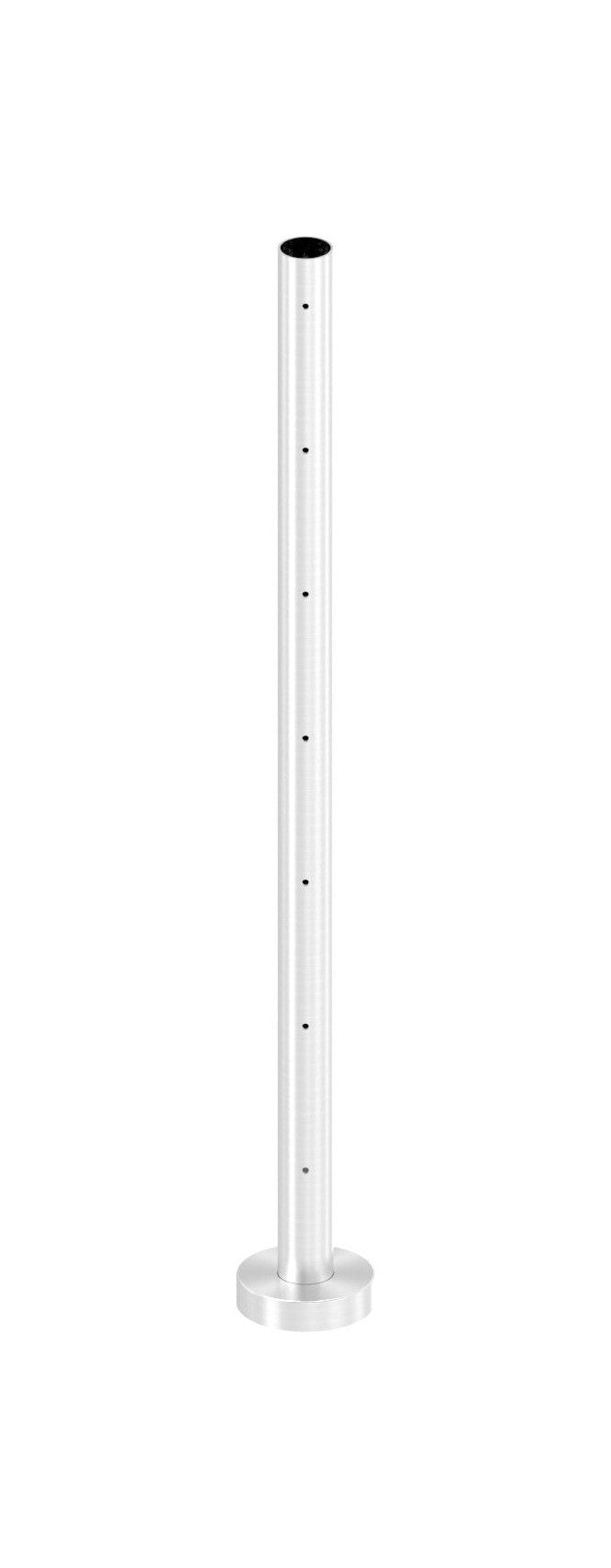 Edelstahlpfosten zur Bodenmontage, Länge 880 mm, 7 x M6 Fließformgewinde, V2A