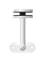 verschweißter Handlaufhalter für Glas, mit Halteplatte, zum Anschrauben des Handlaufs, V4A