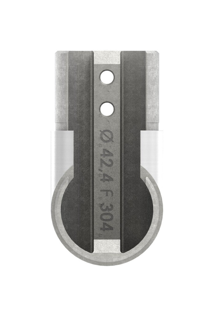 Eckbogen vertikal / Rahmenecke 90° für Rund-Nutrohr, Edelstahl