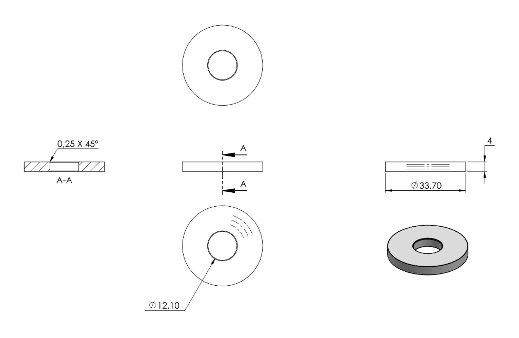 Zeichnung Rohrabschlussplatte für Rohr Ø 33,7 mm