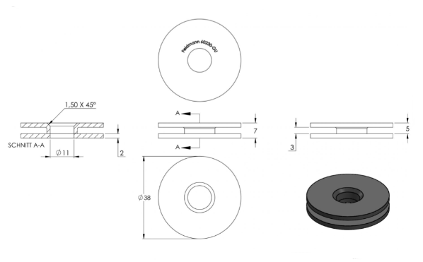 Gummis für Glaspunkthalter Ø 40 mm, 1 Paar