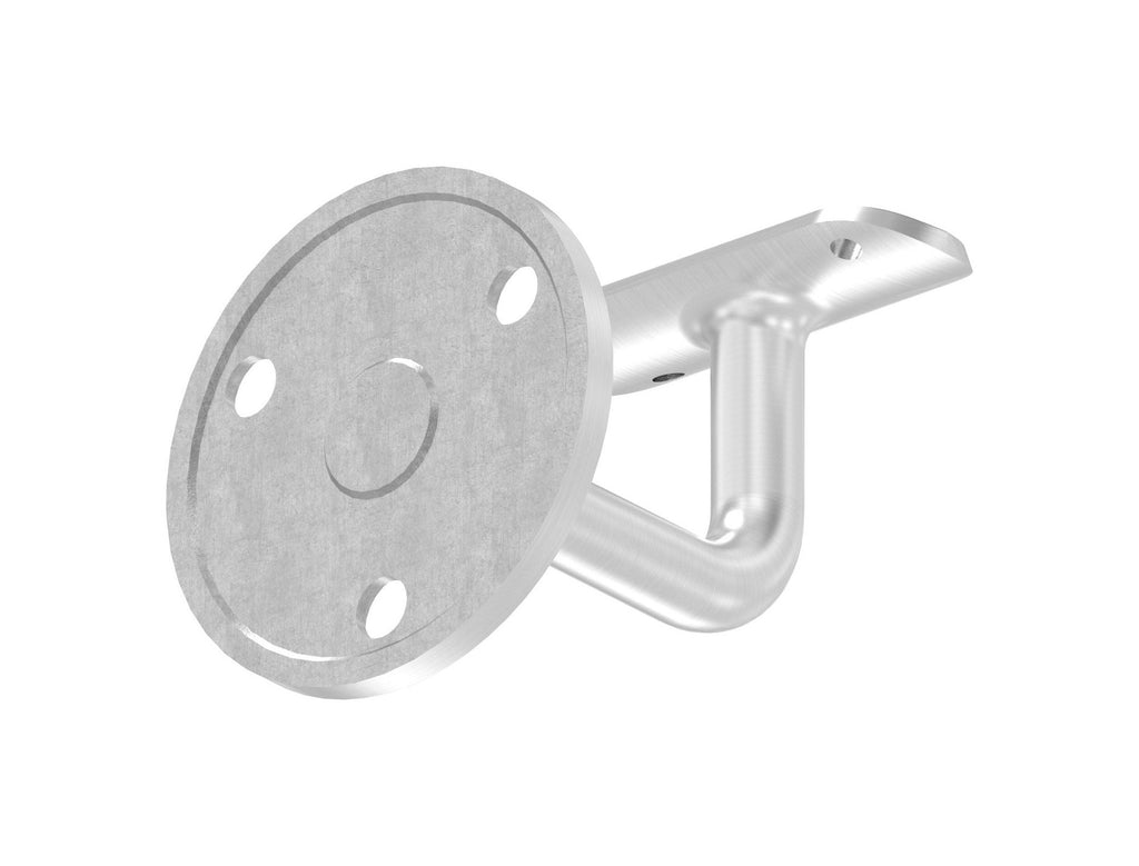 verschweißter Handlaufhalter mit Anschlussplatte, zum Anschrauben / Vernieten des Handlaufs, V2A