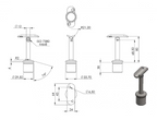 Zeichnung Handlaufstütze für Rohr Ø 33,7 x 2,0 mm, Stift Ø 12 mm