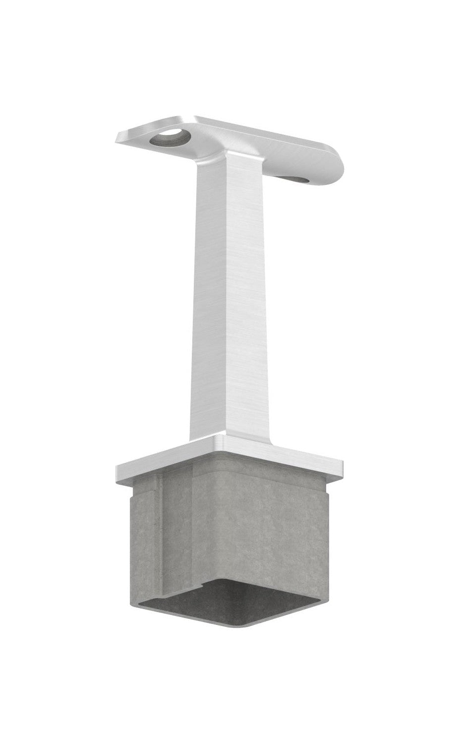 Handlaufstütze aus einem Stück, für Quadratrohr, mit Handlaufanschlussplatte, V2A